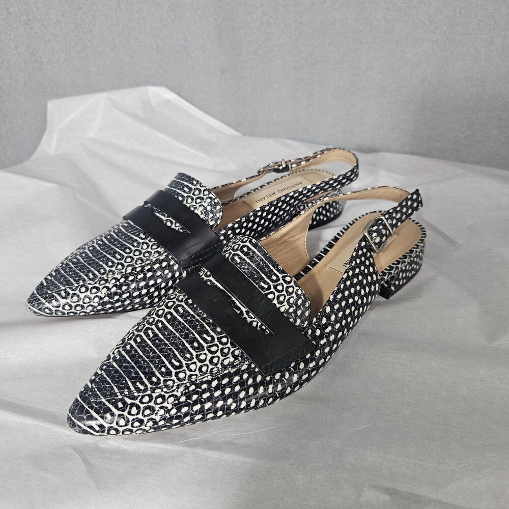 Antonio Melani Italian Leather Charpay Snakeprint Slingback Sandals Leather 6.5 - Picture 7 of 7